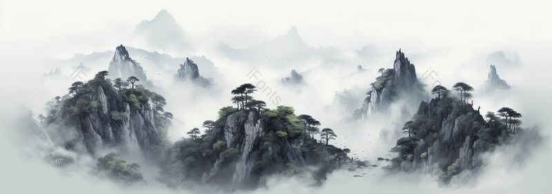 白昼无人峡谷水墨画背景,插画/手绘图,插画/手绘图库,插画/手绘图下载,插画/手绘